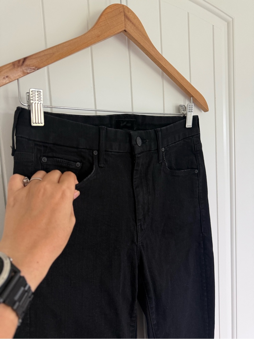 MOTHER Denim The Looker Skinny Jeans Black Not Guilty Premium Stretch Size 27 - Picture 3 of 12
